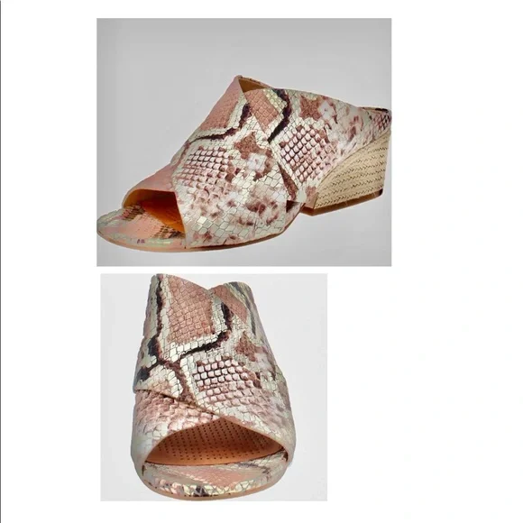 NWT corso como leather platinum pink snake slip on mules espadrille heel 6.5 - Picture 8 of 16